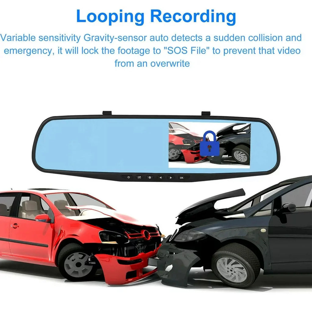 Lens for 4.3" Cam Angle 170°Wide Mirror G-sensor, Dash Monitor, 1080P DVR Car Vision, Dual Rear Motion Cars Rearview Cam Trucks, Camera Night Parking Detection Front Monitor, Car