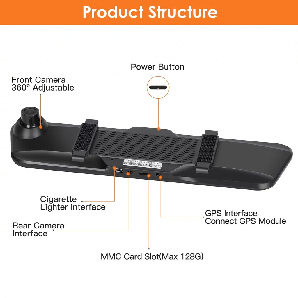 170° DVR Night Monitor Vision, Angle Car Dual Recorder G-Sensor, with Lens Camera Parking 4K Cam HD Dash iMounTEK