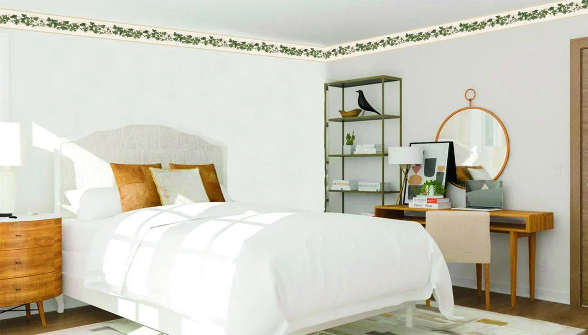 Leaves Self ft Design, - Stick Retro Green Vine x 7 Border 15 Peel Dundee Deco's and Wallpaper Wall Beige a Border Adhesive on in, Abstract