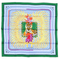 Hermes King's Scarf (Like Muffler Green Silk Blue Tiger Pre-Owned New) Fururi