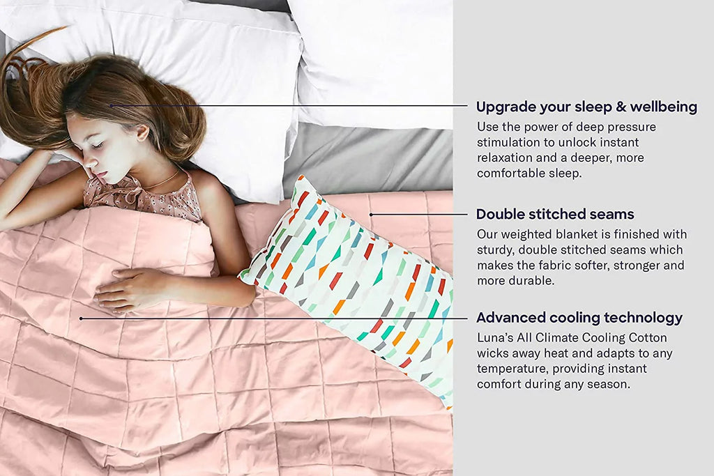 Luna for 10 lbs, Pink Twin Kids, (41" Blanket Weighted x Cotton 60"),