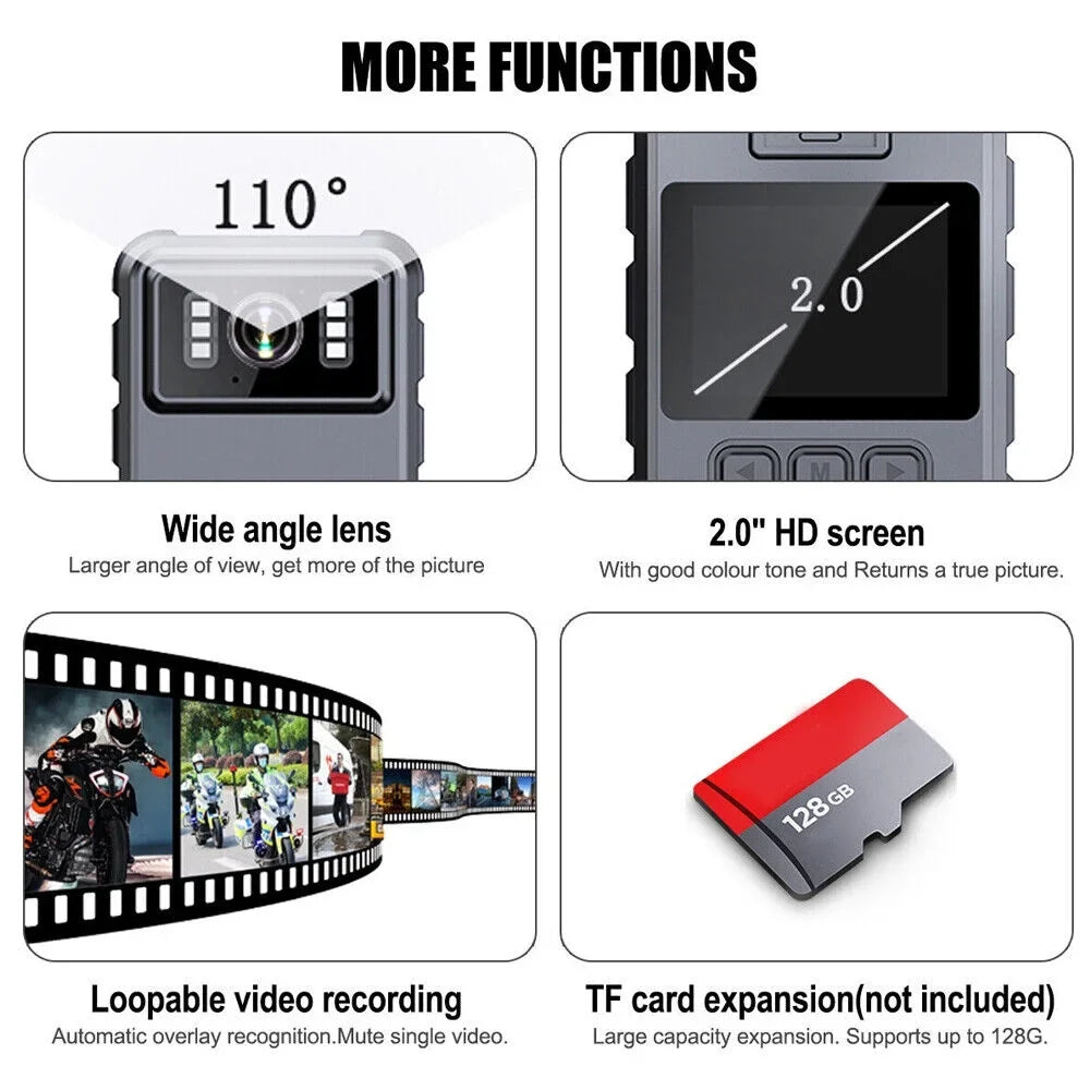 Camcorder 1080P IP67 2" HD Screen WiFi LCD Cam Helmet 300W Record 128G Loop Full Action Colour Support Memory Waterproof Jahy2Tech