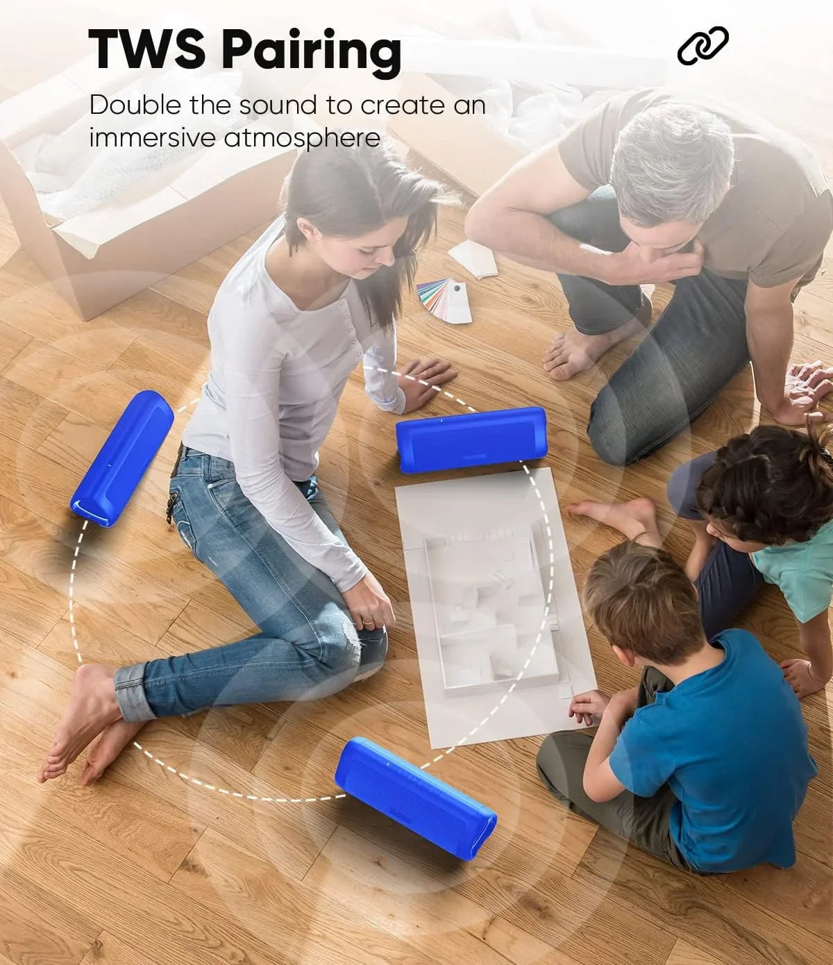 HD Speakers to Playtime, 24H Bluetooth Pairing, IPX5 with TWS Portable Waterproof, Up Sound, BT5.3,