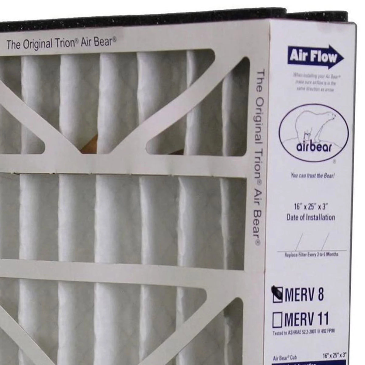 Pack) Air Bear (6 Purifier Trion Inch 16x25x3 255649-101 Filter Air 8 MERV