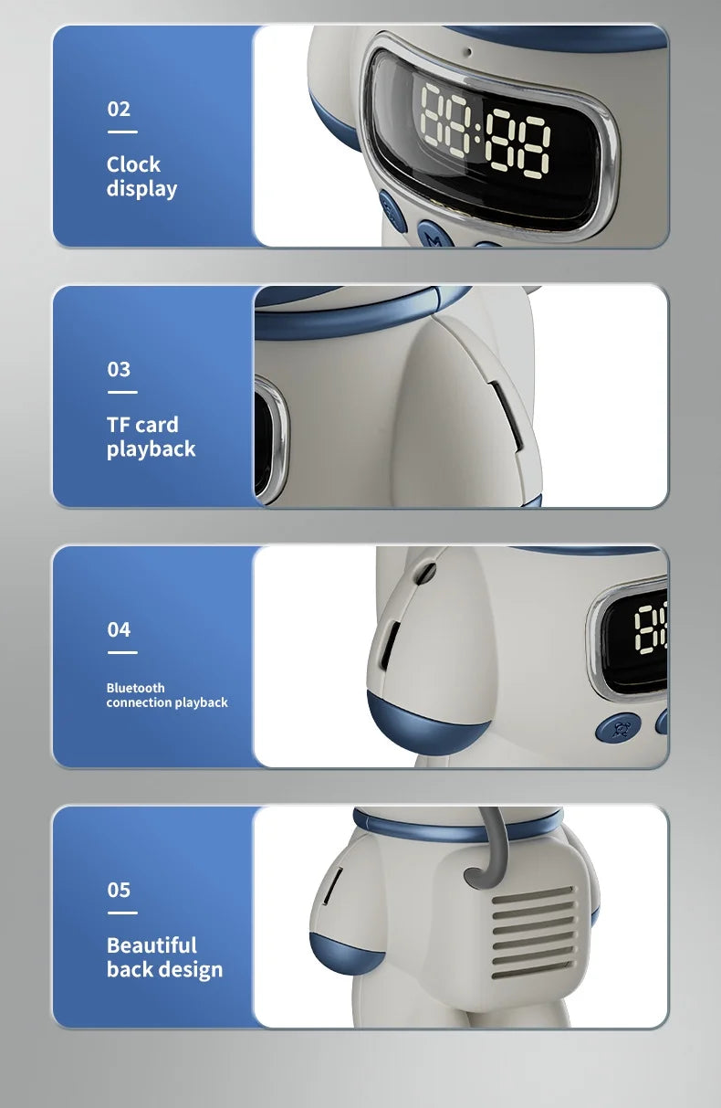 with Bluetooth Astronaut-Shaped Sleep Clock, Support Speaker Night Card TF and Radio, Smart Alarm, Light FM