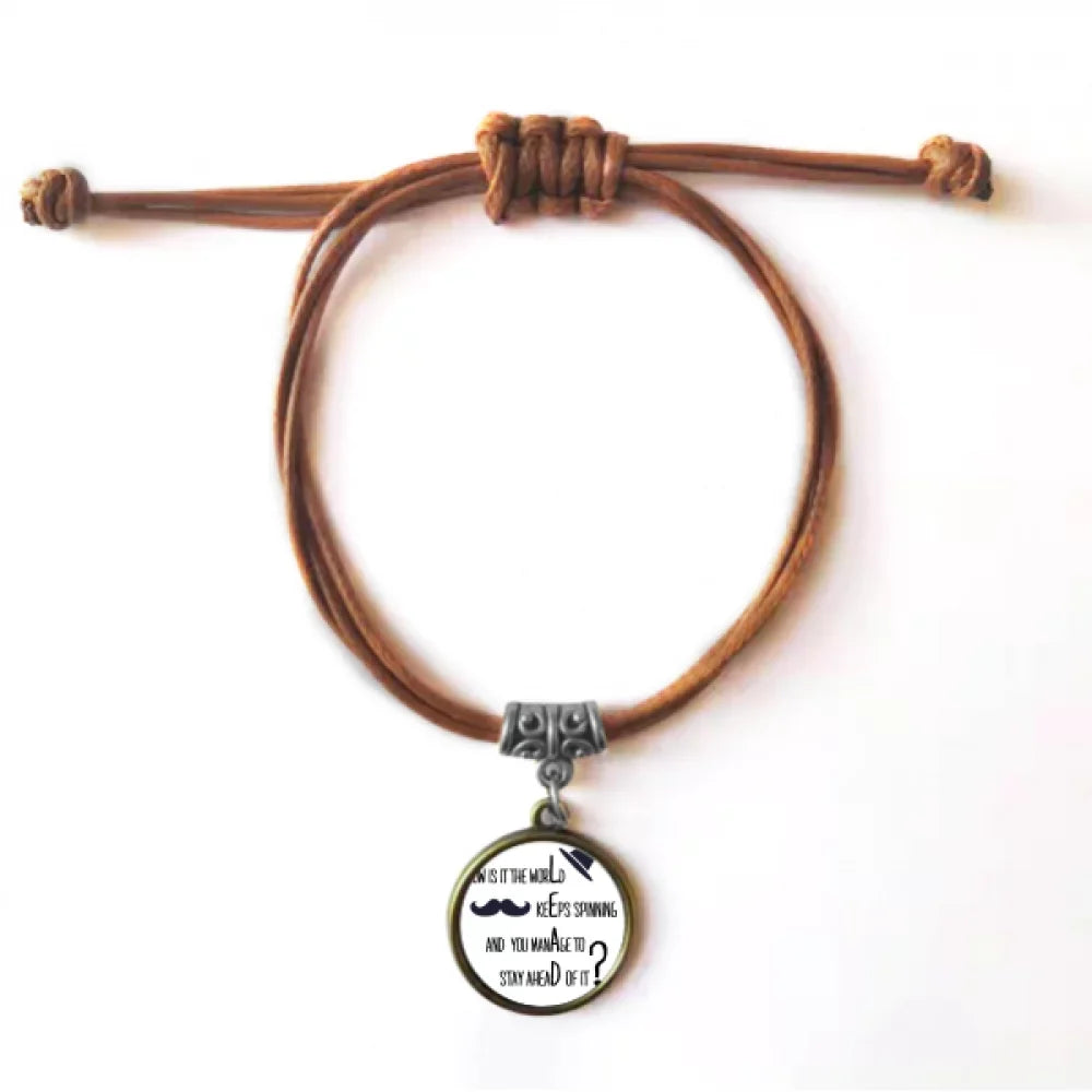 Leather Famous Bracelet Wristband Quote Hide Question Brown Leaders Rope Jewelry To