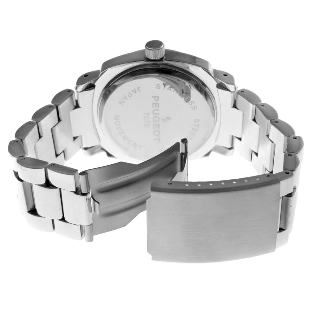 Oversized All Watch Silver Crystal 7075S Link Bracelet Metal Peugeot Women's with Bezel Swarovski Boyfriend
