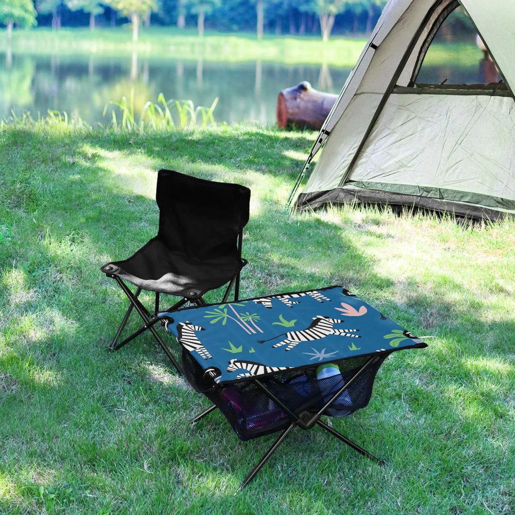 Portable Outdoor Picnic Camping Trees Table Beach Travel Storage Palm Compact Table and Fishing Zebras with BBQ Table Folding Bag for