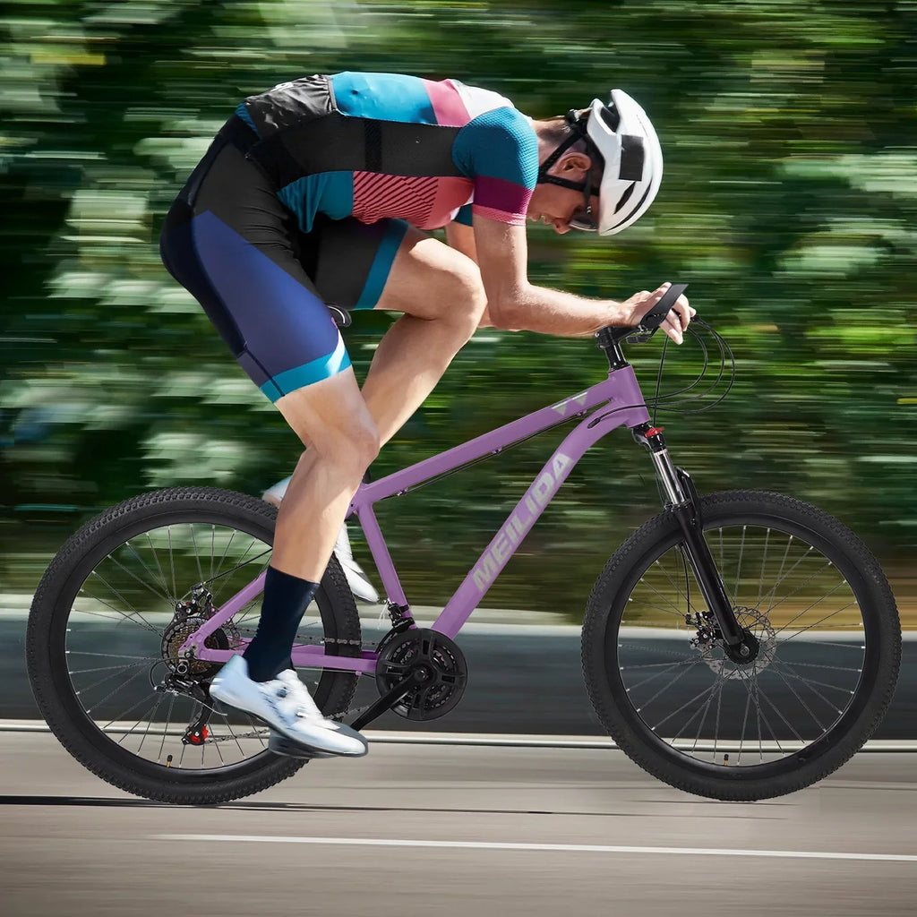 and Brakes, Men's Women's Bike, Disc Mountain, Bike, 26-inch Magnesium Dual Mountain City Frame，Purple HALJEN Alloy 21-speed
