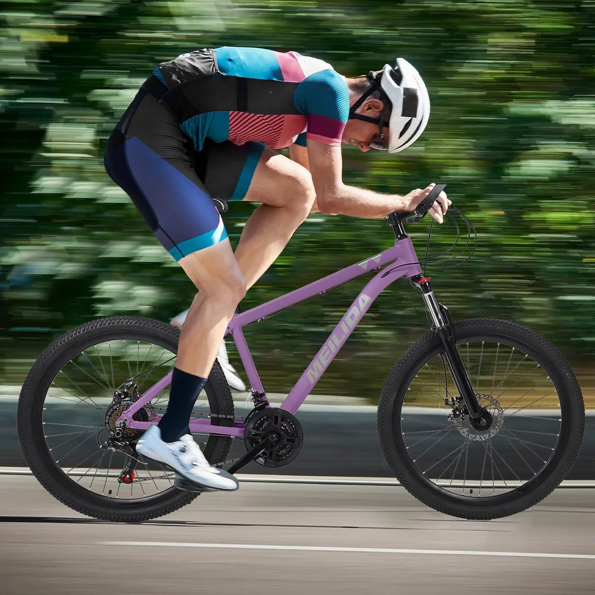 and Brakes, Men's Women's Bike, Disc Mountain, Bike, 26-inch Magnesium Dual Mountain City Frame，Purple HALJEN Alloy 21-speed