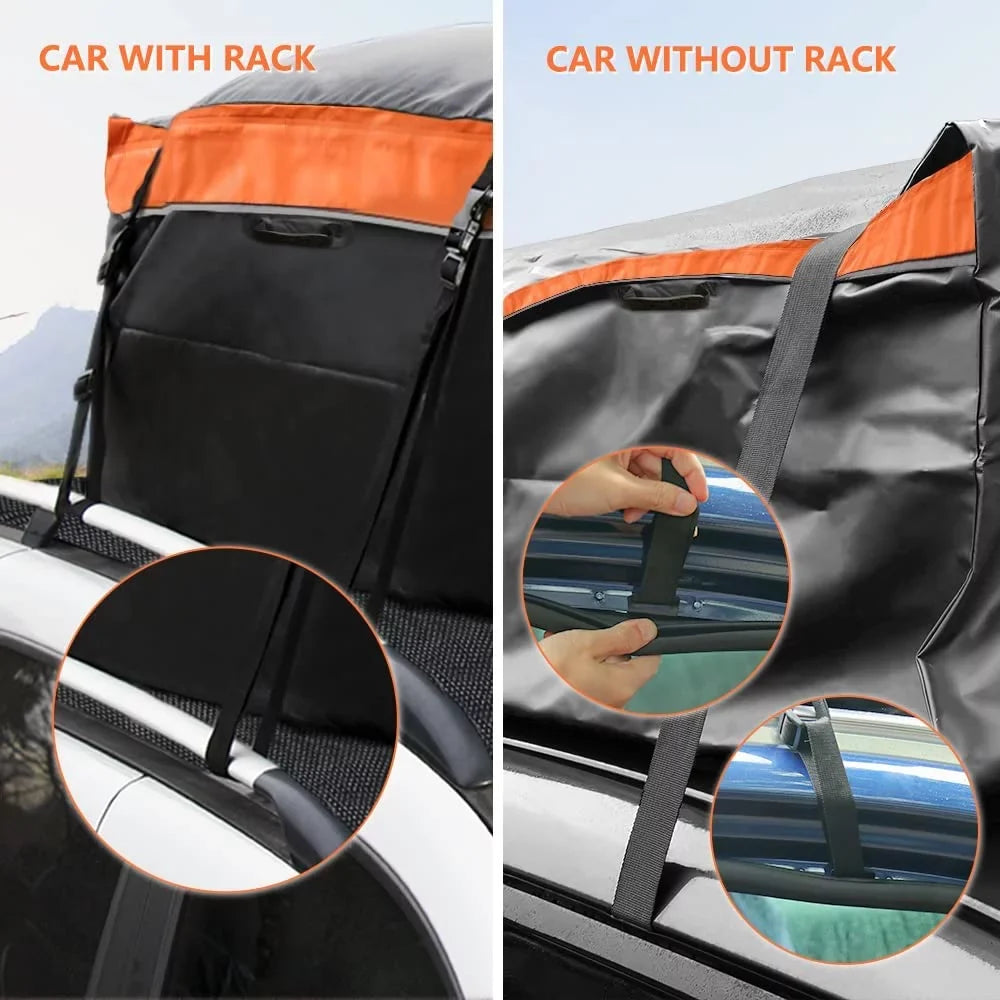 Car Models Bag,18.5 Buckles, & and All Anti-Slip with &Durable Mat, Compatible ( LUCKUP Cargo Straps Rack Rooftop Wide for Waterproof Cubic Heavy Ft Roof Orange) Carrier Car Duty Box,