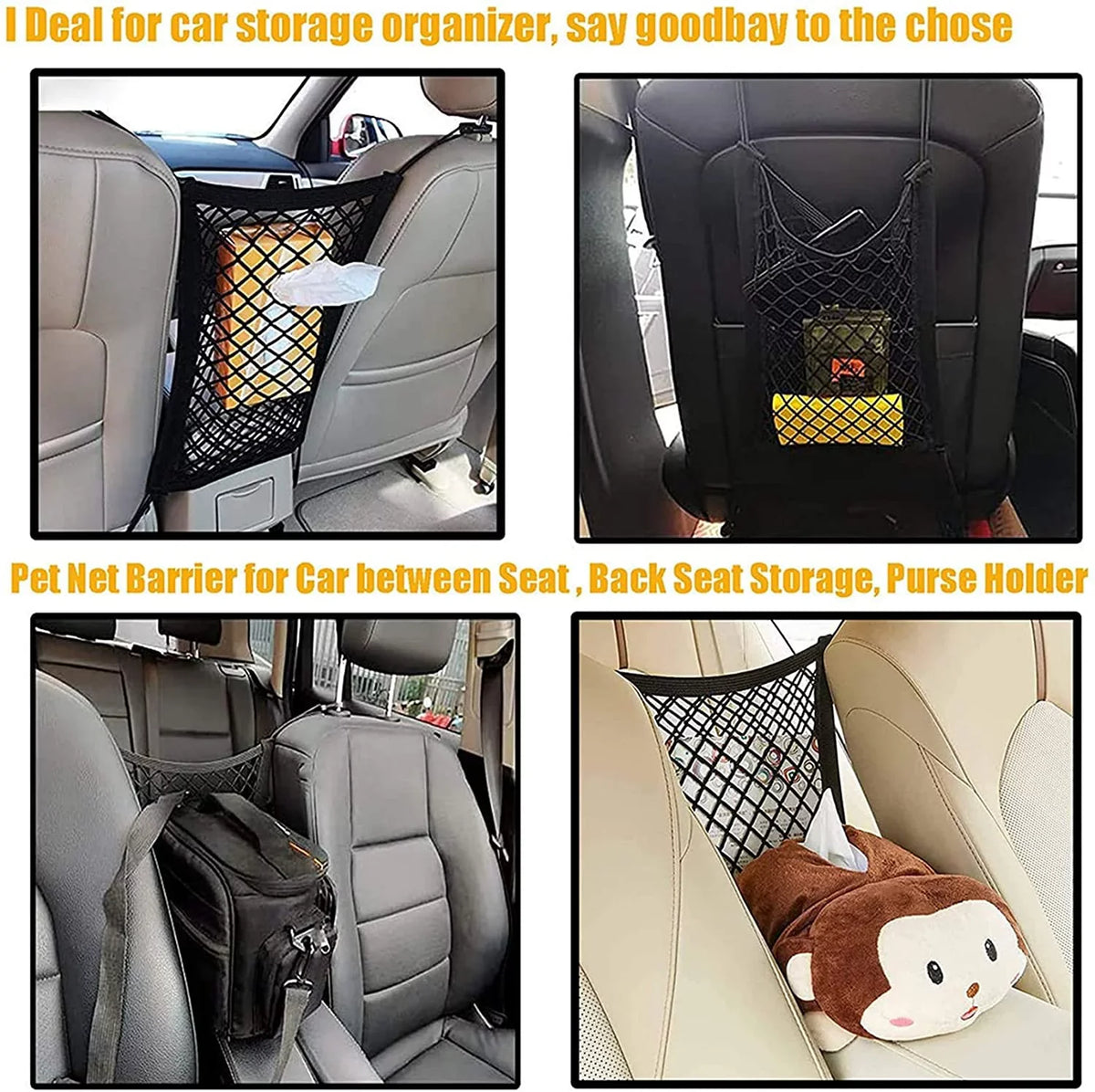 Barrier Pets DYKESON Bag Organizer for Pet Divider Auto Safely Car with Install, Mesh for Cars, Car Stretchable with -Easy Net Universal SUVs & Baby Children Safety Dog Driving Barrier Storage