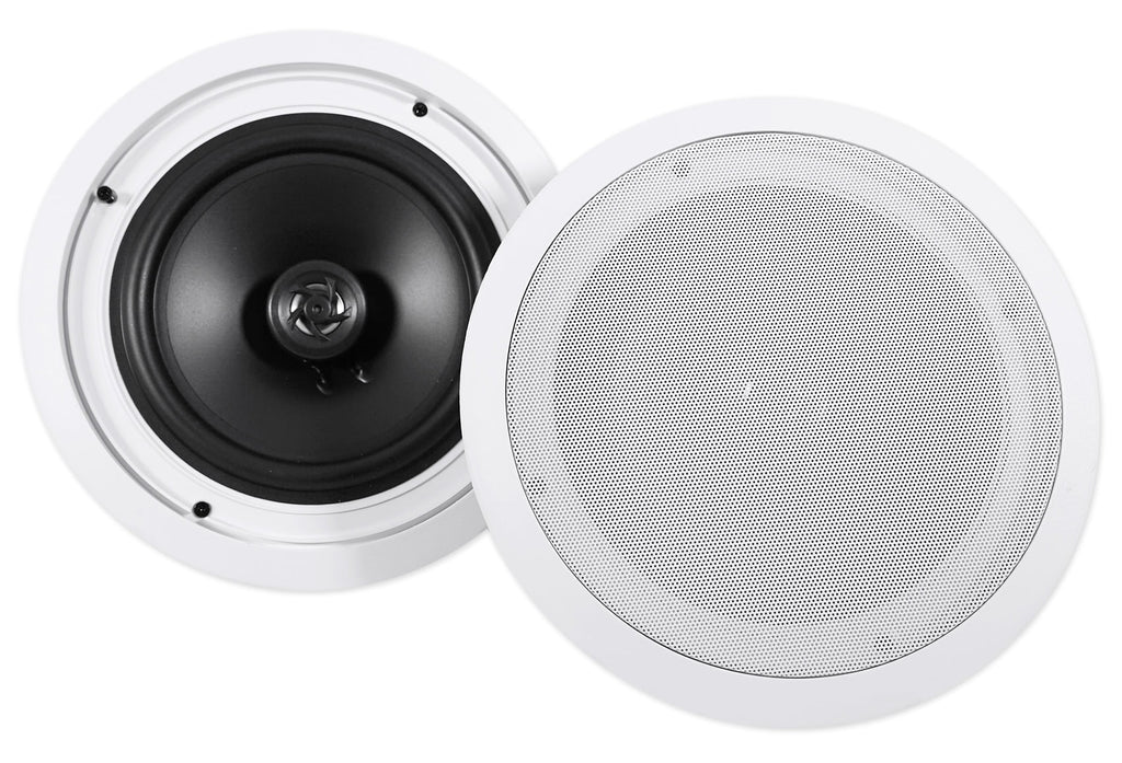White 8" Kit 4-Room Audio Speakers Rockville Home Ceiling Receiver+(8) RPA40BT