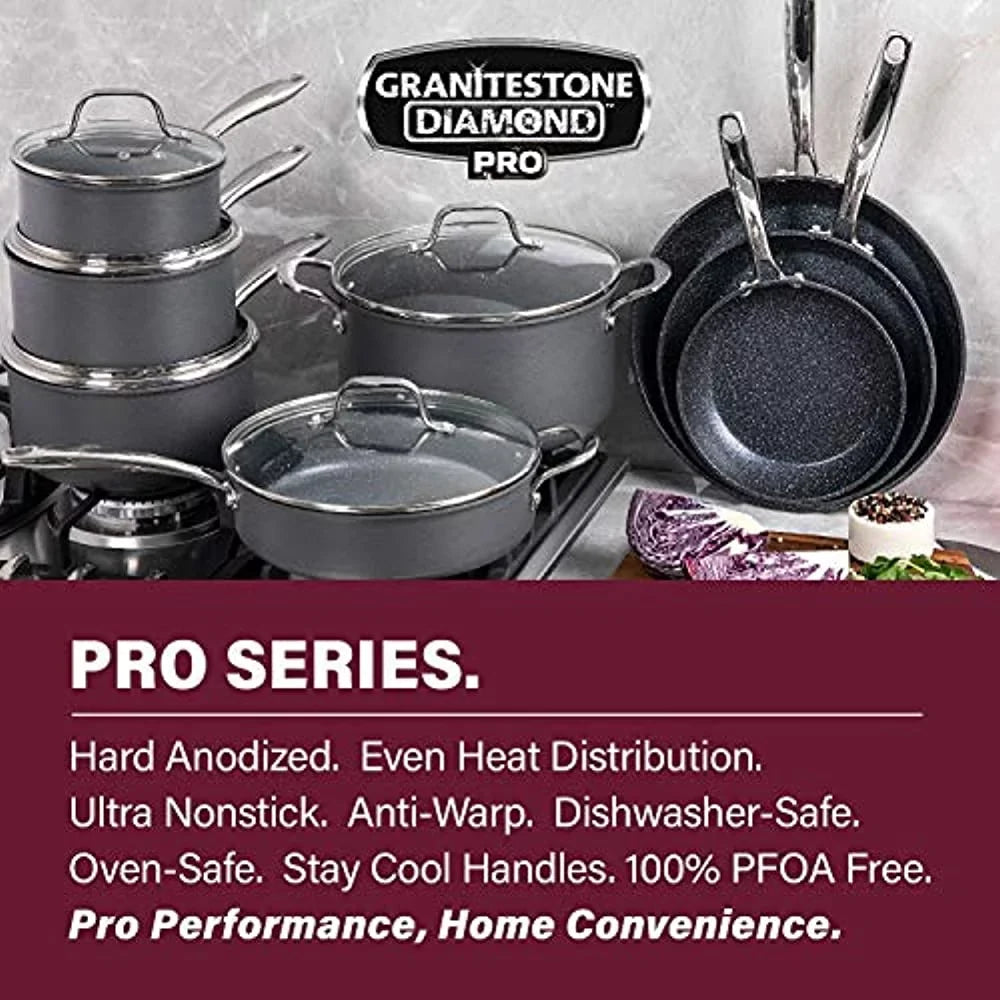 Ultra-Nonstick Aluminum Hard Oven Coating Set, Safe Stone 20 Safe, Cookware Piece Ti-Ceramic , Dishwasher Granite Anodized