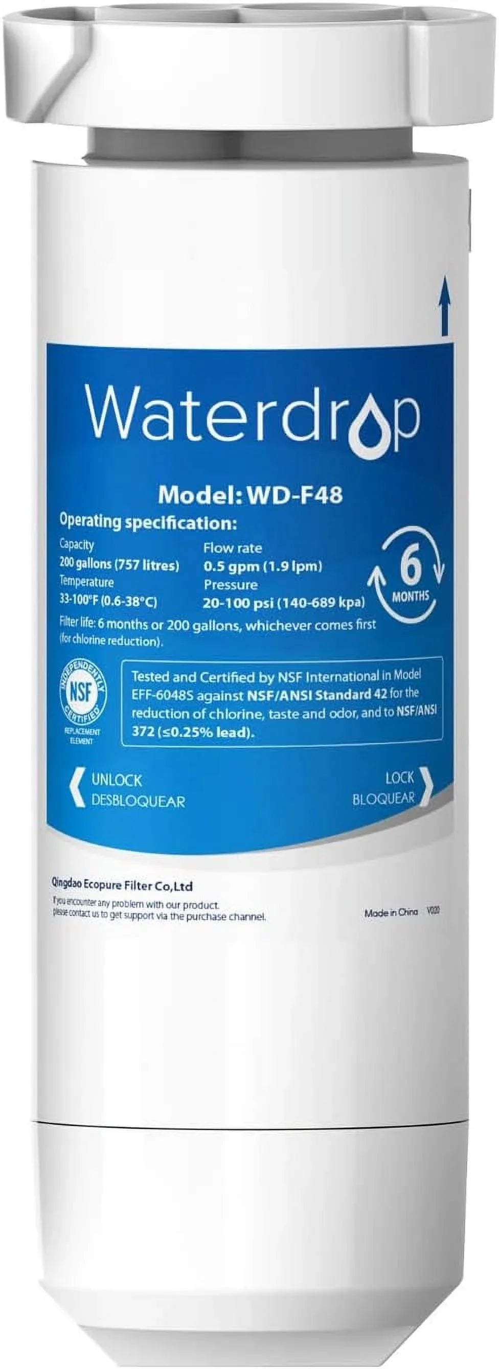 Certified XWF Water XWF 1 may Filter, (Package NSF vary) Replacement Filter for GE® Refrigerator Waterdrop