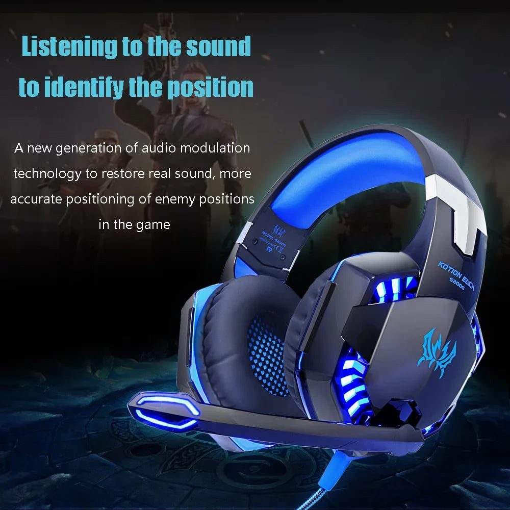 Cable Adapter Noise G2000 Gaming Reduction Headset PC with EACH EACH Laptop KOTION Audio Smartphone 3.5mm KOTION for