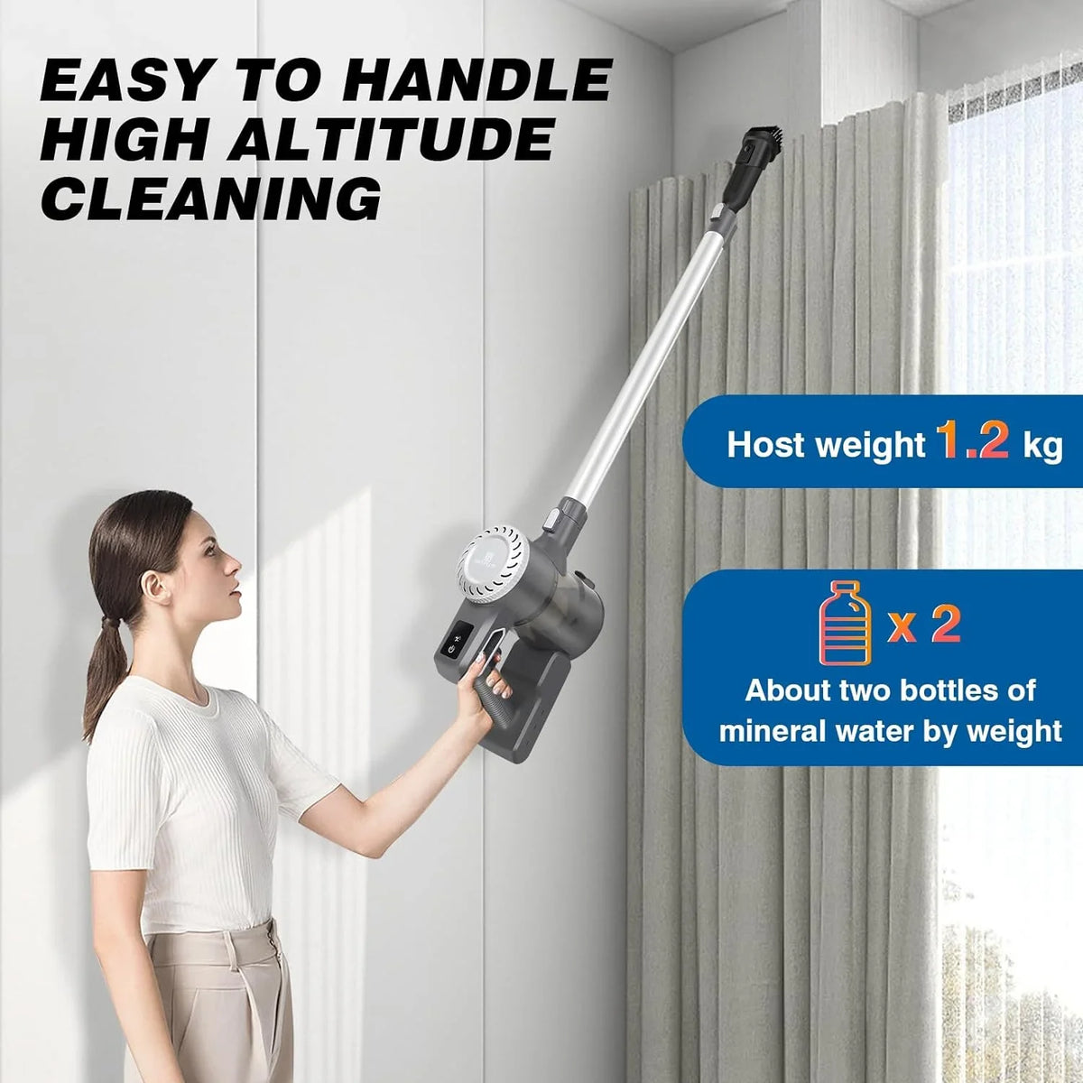 Carpet Runtime, Quiet Lightweight Floor 2.0Ah Hair Vacuum Household for Battery 35Mins in1 Cleaner Pet Cleaner, Suction, Stick Hardwood Cordless Max 22000Pa Cordless 4 Vacuum Vacuum with