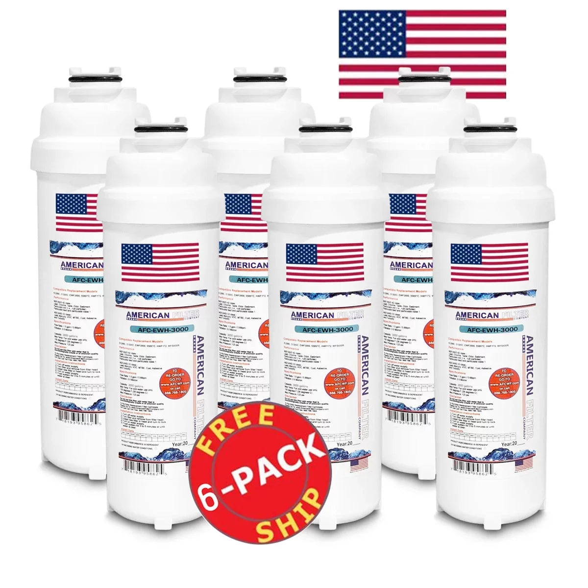 in Made U.S.A. AFC-EWH-3000 WaterSentry® AFC - with Filters LZWSGRNM8K Pack , 6 Brand # , Water , Compatible Model -