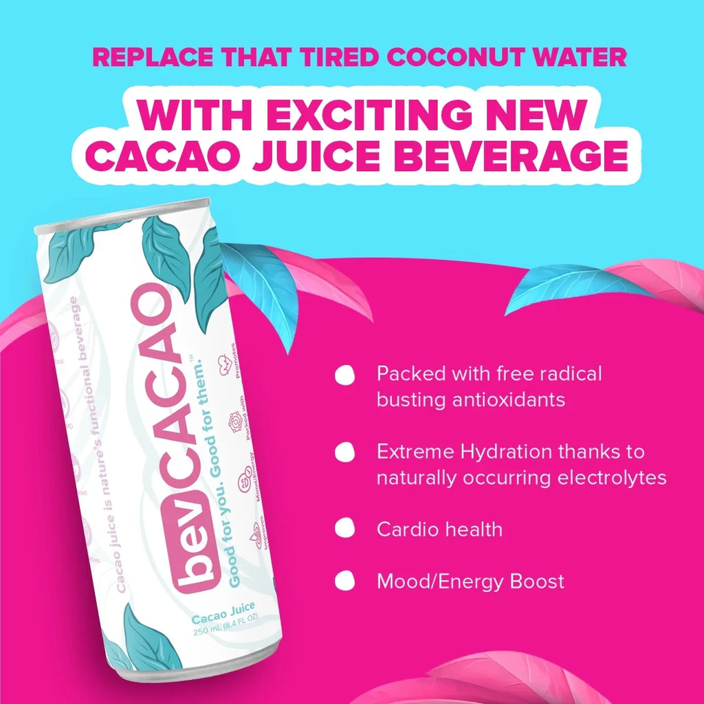 Boost Hydration. Electrolytes Drink| Healthy Natural Pod. the Energy Highest | Cacao Pack bevCacao Superfruit Improves Cocoa 8 Juice Antioxidant | 8.4oz of | Fruit Cans