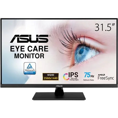 '- Blue Mountable, H HDR10, 1440P sRGB, VESA (2560 (31.5" Eye x 32" ASUS DisplayPort, Light, QHD Adaptive-Sync/FreeSync, Speakers, 1440), (VP32AQ) Viewable) 75Hz, Care, Frameless, Low 100% Monitor IPS,