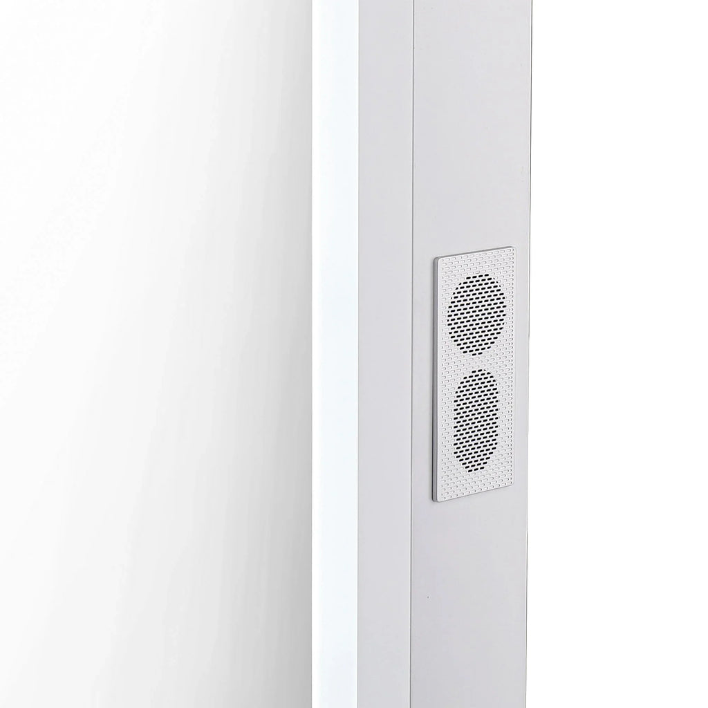 Switch, Impressions Liane Vanity or Pro 3X Makeup Mirror for Mirror Mirror Metal Speakers V. Wall Frame Magnified Desk with and Mount and (White) Lighted with Tabletop Dimmer Outer