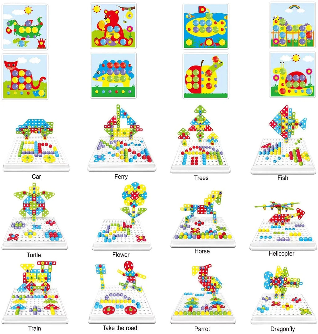 Creative Kids Years Electric Pieces Puzzle Tool Center and for Mosaic Toys, Block Kit, Drill Learning Drill Engineering 224 Set Education Screwdriver Old Game Building Activities Toy, Ages STEM 3-10