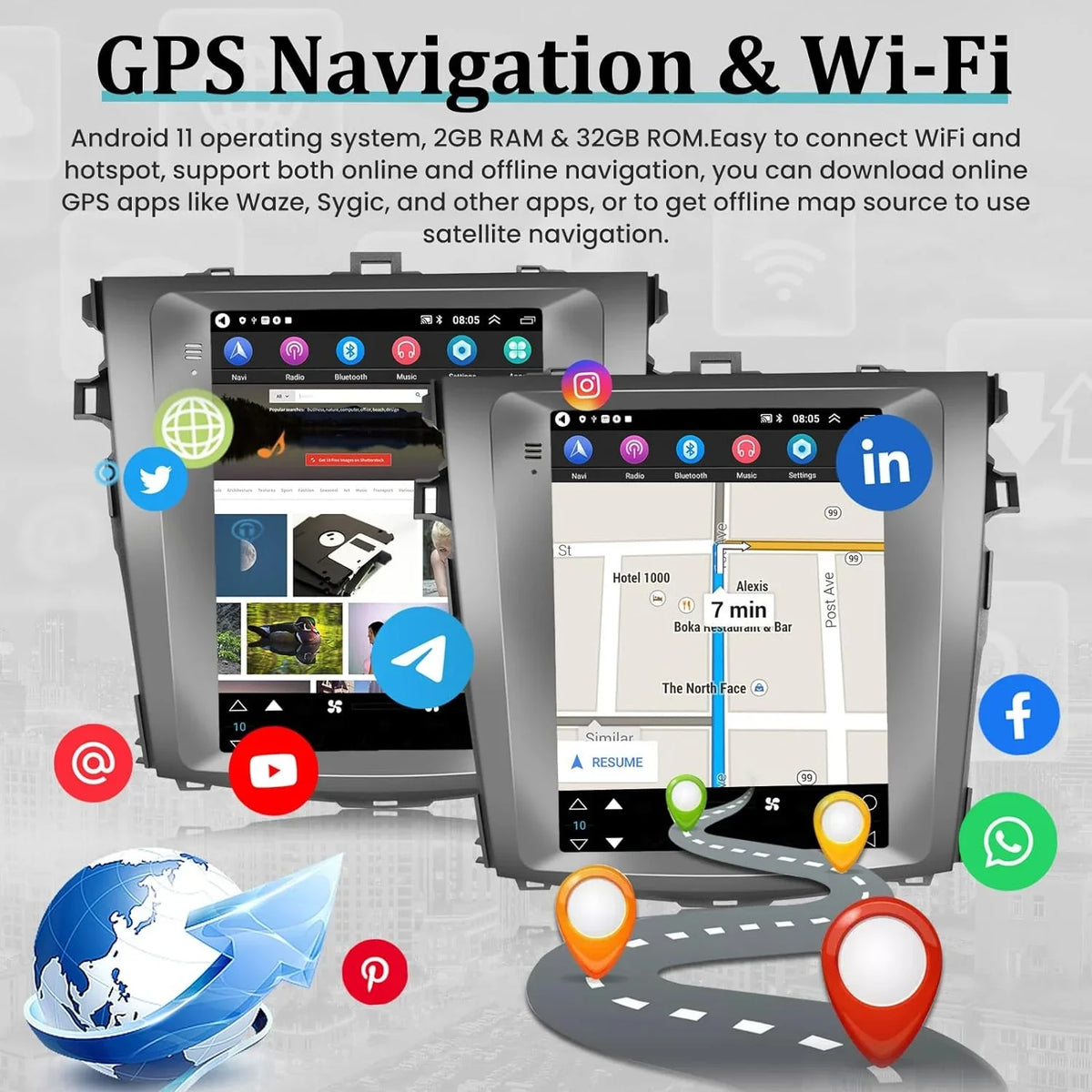 and Mirror Corolla Radio Stereo with Auto Carplay THONZER + 2+32G Android HiFi WiFi Toyota SWC Link Touchscreen - Car GPS for Backup Inch Android 9.7 2006-2013 Camera AHD USB