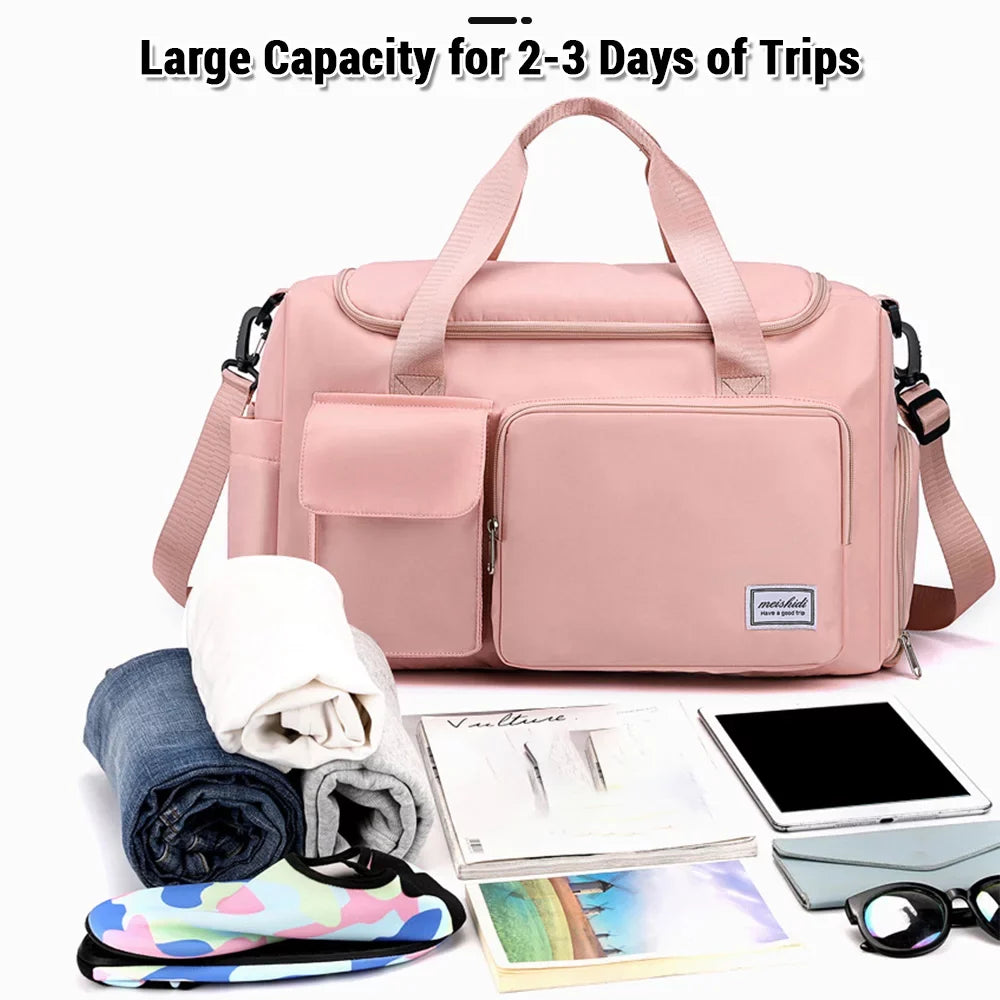 with Compartment Weekender Gym Bag Women Shoe Sports Bag for Duffel Lixada Travel