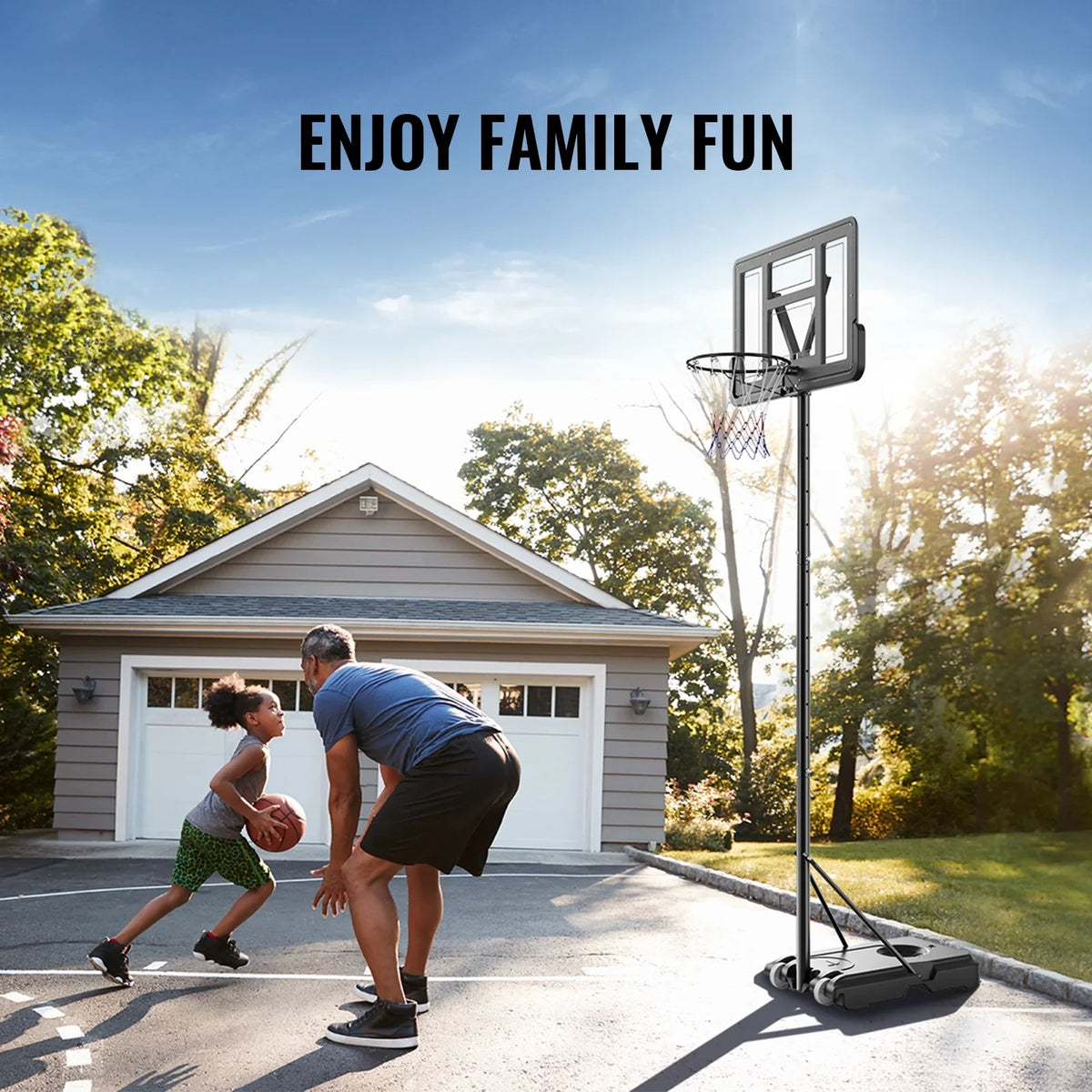 for 4-10ft Junior Outdoor Shatterproof Basketball System Wheels 44" SKYSHALO and Portable Backboard Height, Adjustable Indoor Youth Basketball w/ Hoop Hoop Teenagers Stand Goal