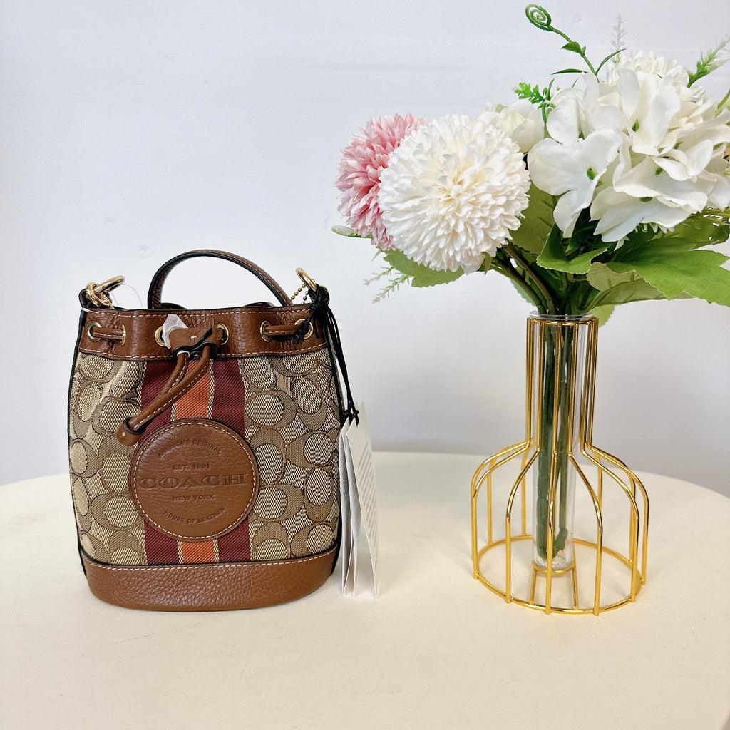 Mini COACH IN Bag SADDLE Dempsey Bucket KHAKI MULTI C8322