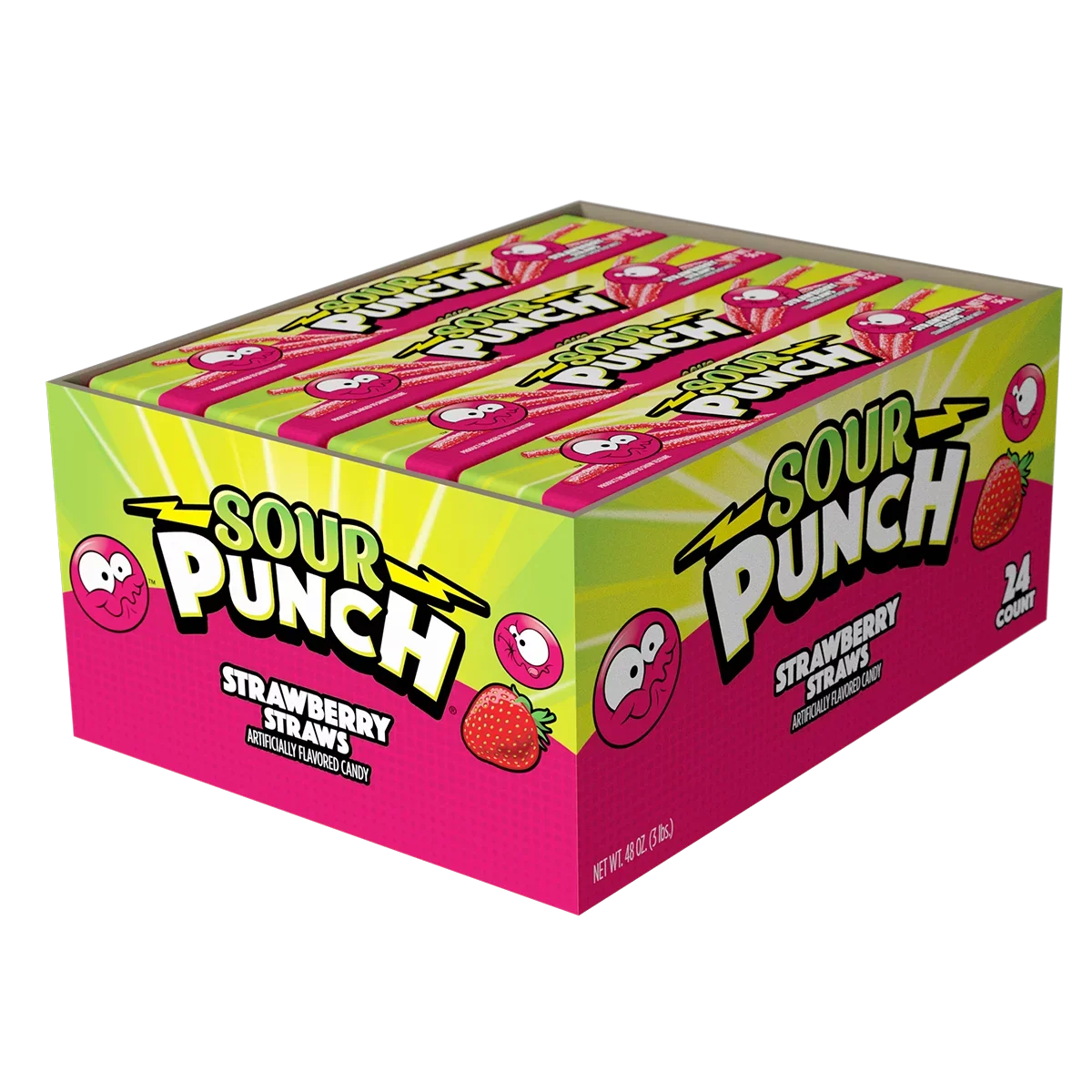 Caddy) Sour (24ct Straws, Punch Strawberry, Tray 2oz