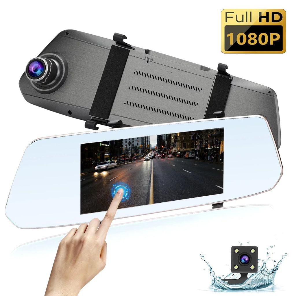Dual EEEkit Screen View Dash Lens Dash Detection, Cars, Motion Rear Wide-Angle Camera, Front Mirror Camera G-Sensor, Camera 170° 1080P 7inch Cam with Touch Night for Vision, Mirror and Car
