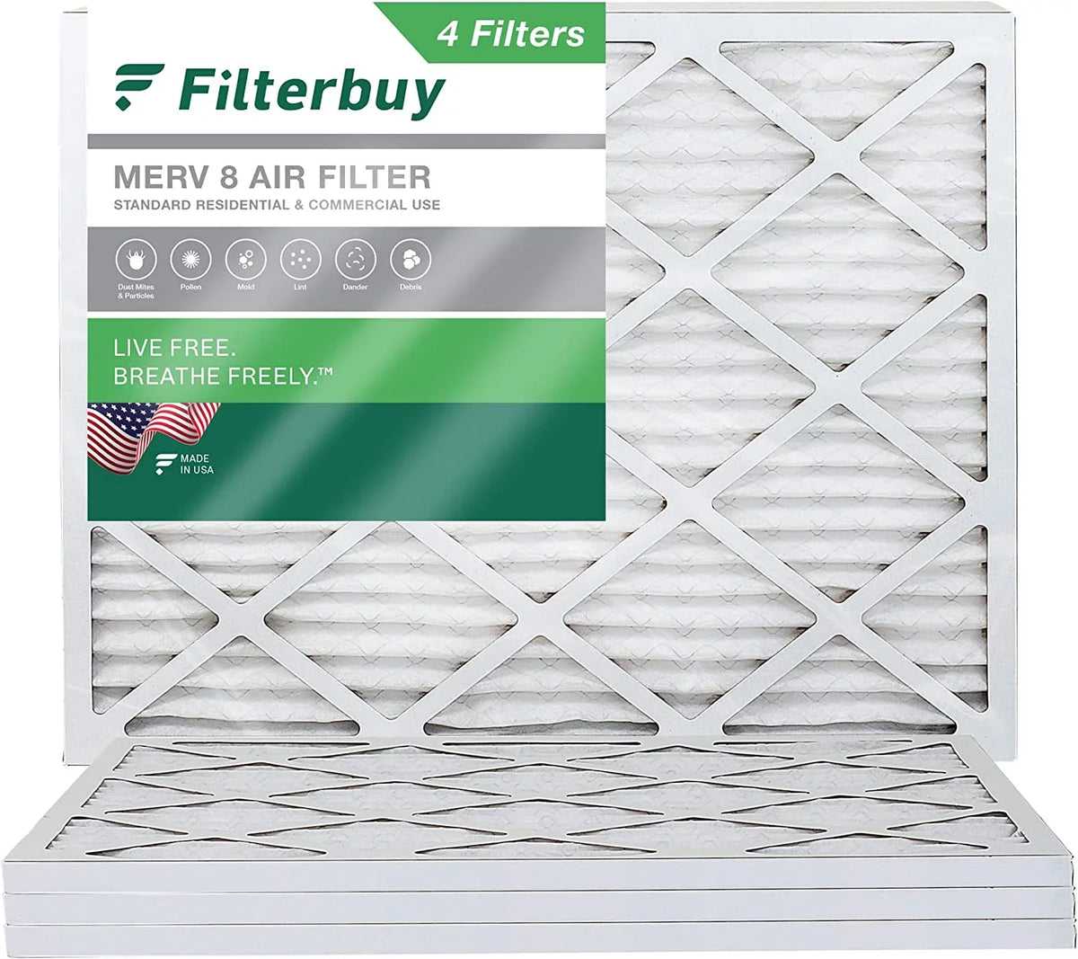 Air (4-Pack) Furnace Pleated 8 HVAC Filters 13x20x1 Filterbuy MERV AC