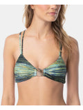 Printed Deep Cups V Strappy Women's Midnight Lined Green VINCE Waves Stretch Top Removable CAMUTO XS Neck Swimsuit