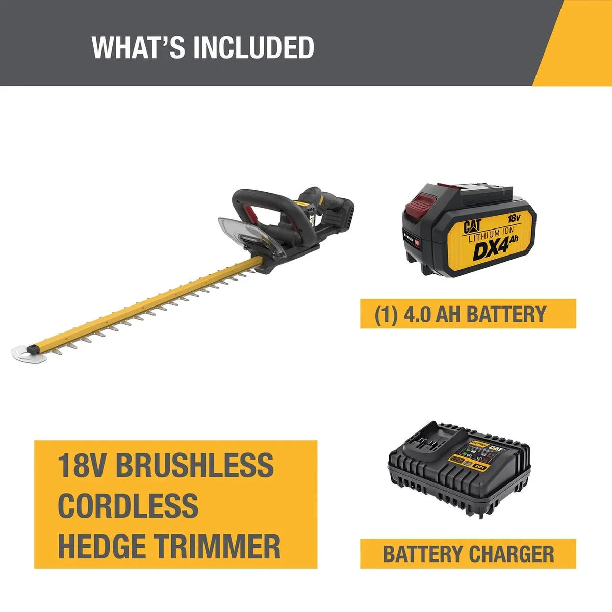 24" DG220 Trimmer Cordless Cat® Brushless Caterpillar Battery with 18V Hedge