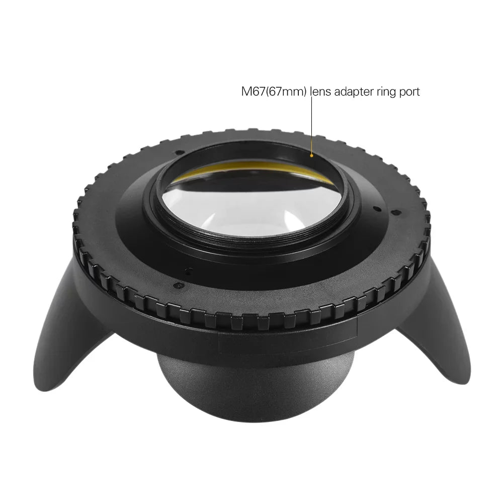 200mm Camera Lens 60m/ 67mm Shade Underwater Waterproof 197ft Adapter for Camera Port Round Cover MEIKON Case Wide Housing Fisheye Diving Dome Angle