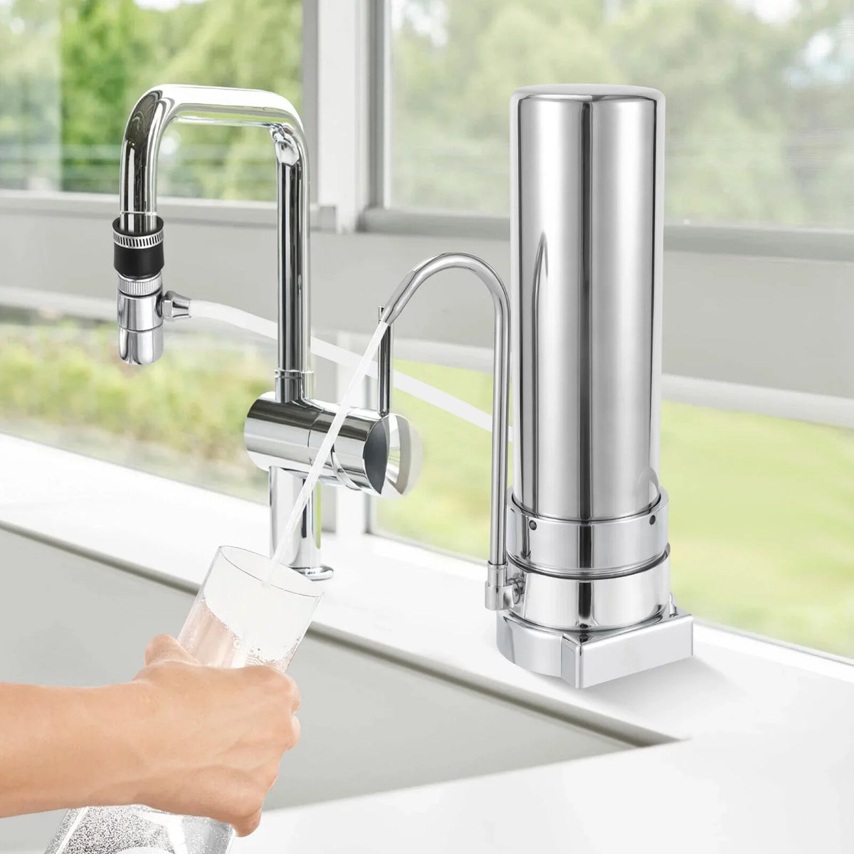Stainless Silver Drinking Tap Filter Water System Sink Filtration Countertop Filter