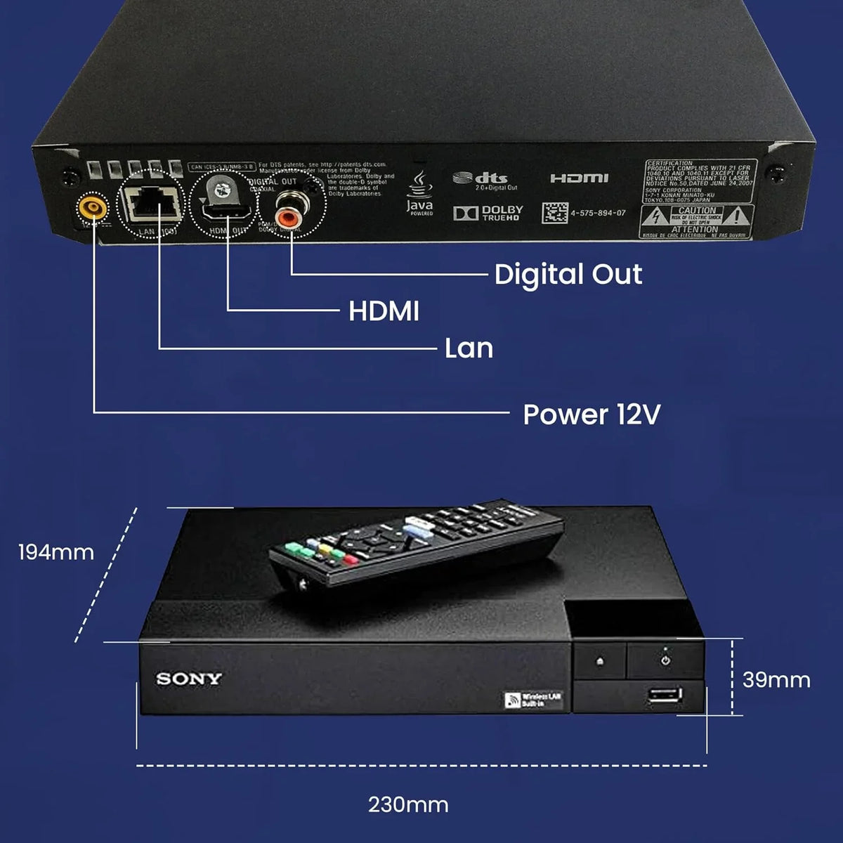 '+ + HDMI with - Wi-Fi Cleaner Built-in W/Ethernet Cable High-Speed Player Lens Sony NeeGo NeeGo Remote You Blu-Ray Control Disc Netflix, Tube BDP-S3700