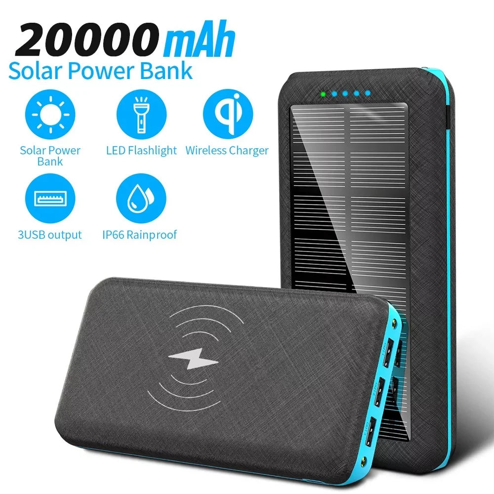 Capacity Large Lights Power 20000mAh Charger Bank Decor Mobile Supply Portable Solar Power Ponyta LED USB Dual Xmas 3 with