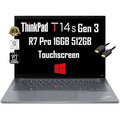WRT, Touchscreen (AMD RAM, Grey Business Pro, Pro Laptop SSD, 16GB Win Webcam, Backlit, FHD+ T14s Ryzen 3 i7-1185G7)) Cable, 7 IST 3-Yr (8-Core Lenovo 6850U, Beat 14" 10/11 512GB Gen ThinkPad FP,