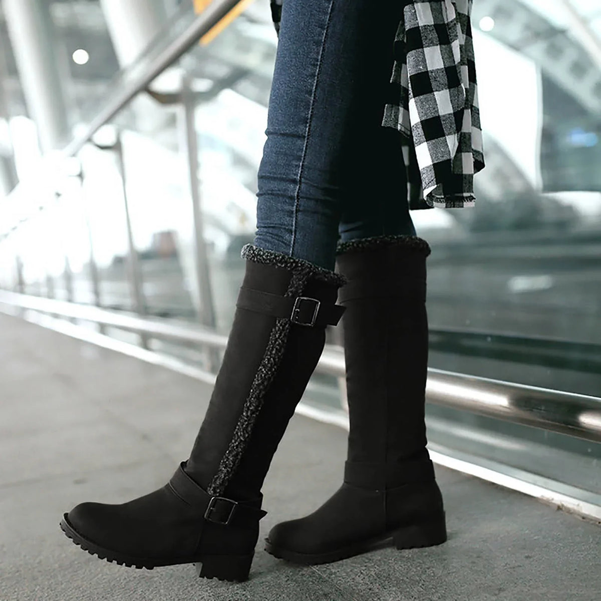 Heel Wide Boots Knee Calf Rain Artificial Mid Leather Zipper Boots Womens Womens High Booties Boots Boots 11 Wide for Boots Hiking Womens Mid Calf Womens Size Round Toe Calf Long Women