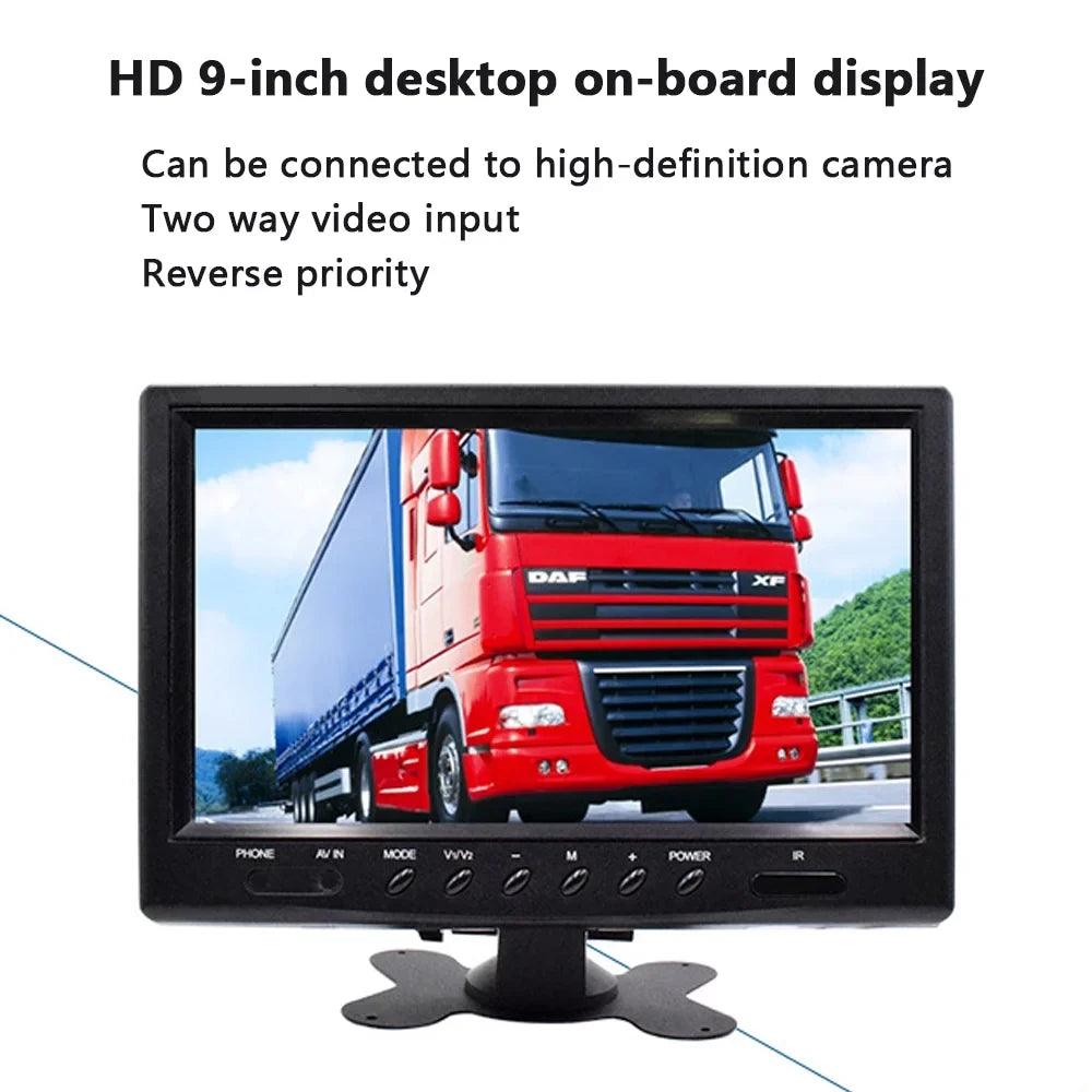 to Color and Video for Install Reverse,Front-View, Camera HD LCD Reverse Input Monitor, Car 9 Rear Inch Connection. Camera Display View TFT Rear View Backup Side-View Easy Two-Way