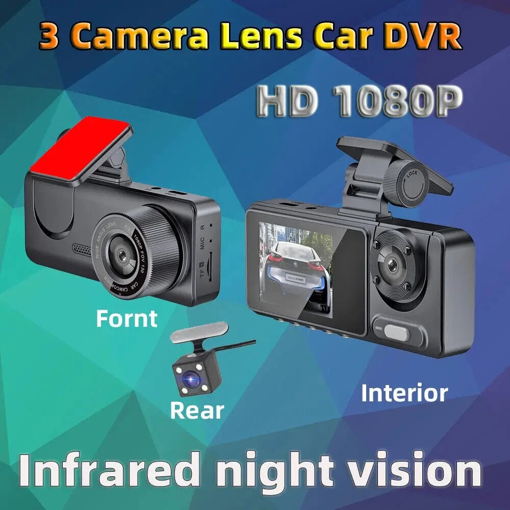 G-sensor Cam Lens 1080P Front/Rear/Inside Dash HD Car Dual Camera Video Recorder Paddsun