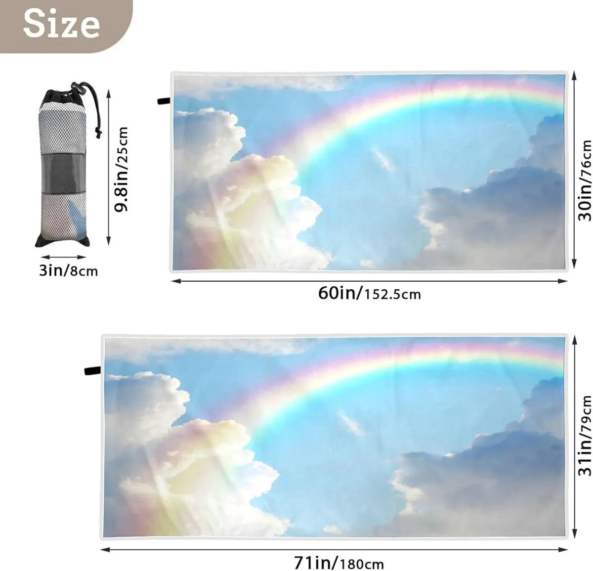 Travel - Towels Dry Lightweight - Beautiful for Towel Swimming Super Bestwell Quick Beach Holiday（282） Absorbent Rainbow Camping Compact Towel Oversized