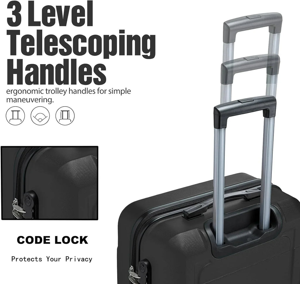 Wheels Sets inch Code Sets Suitcase and Lock Suitcase Hardshell ABS/PC 3 20'' () 28 Luggage Lightweight Travel 24'' Piece Spinner with Durable