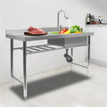 w/Catering 47" Prep Faucet Utility Pull-Out Sink, Washing Aiqidi Steel Sink Stainless Commercial & Drainpipe & Restaurant Compartment Kitchen 1 Hand Basin Freestanding Table