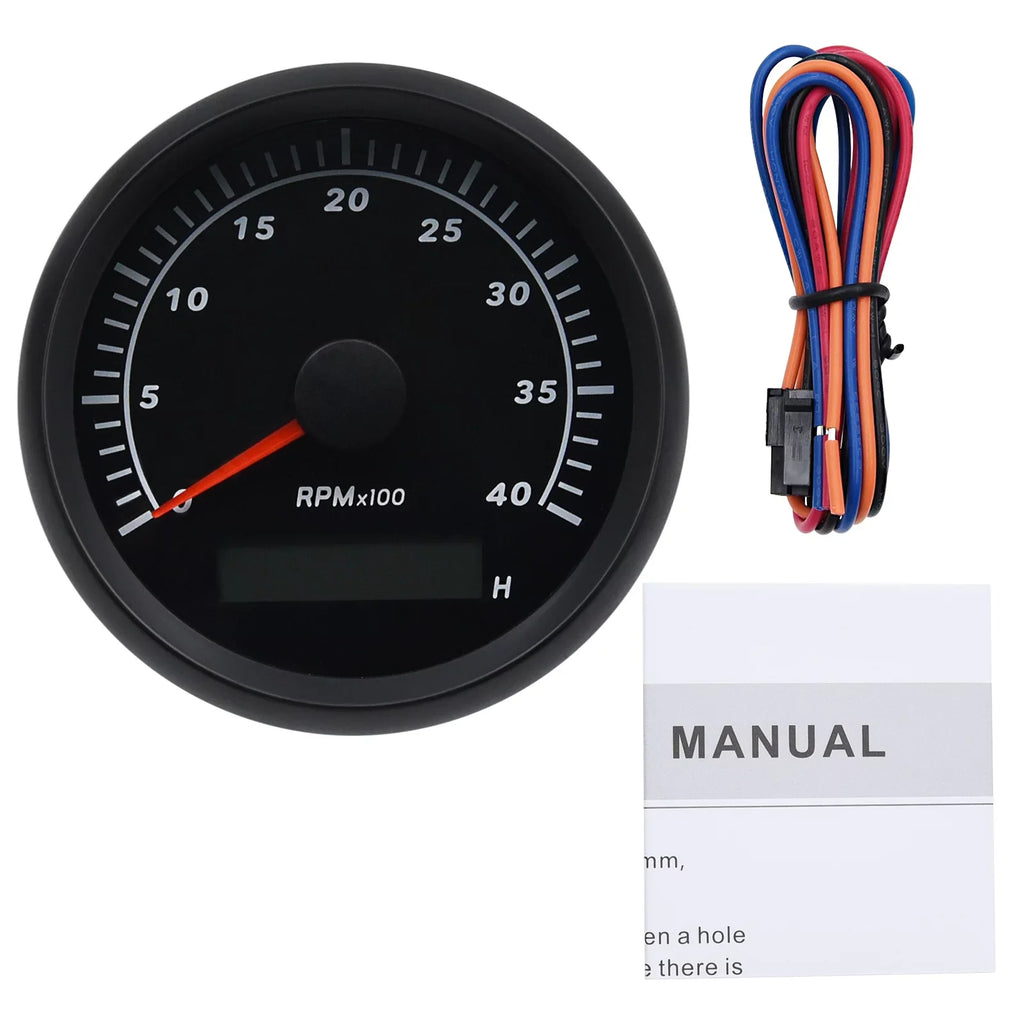 Truck Geloo Boat Meter Marine Tachometer for 85mm Waterproof RV 0-4000RPM Gauge Hour Tachometer Car