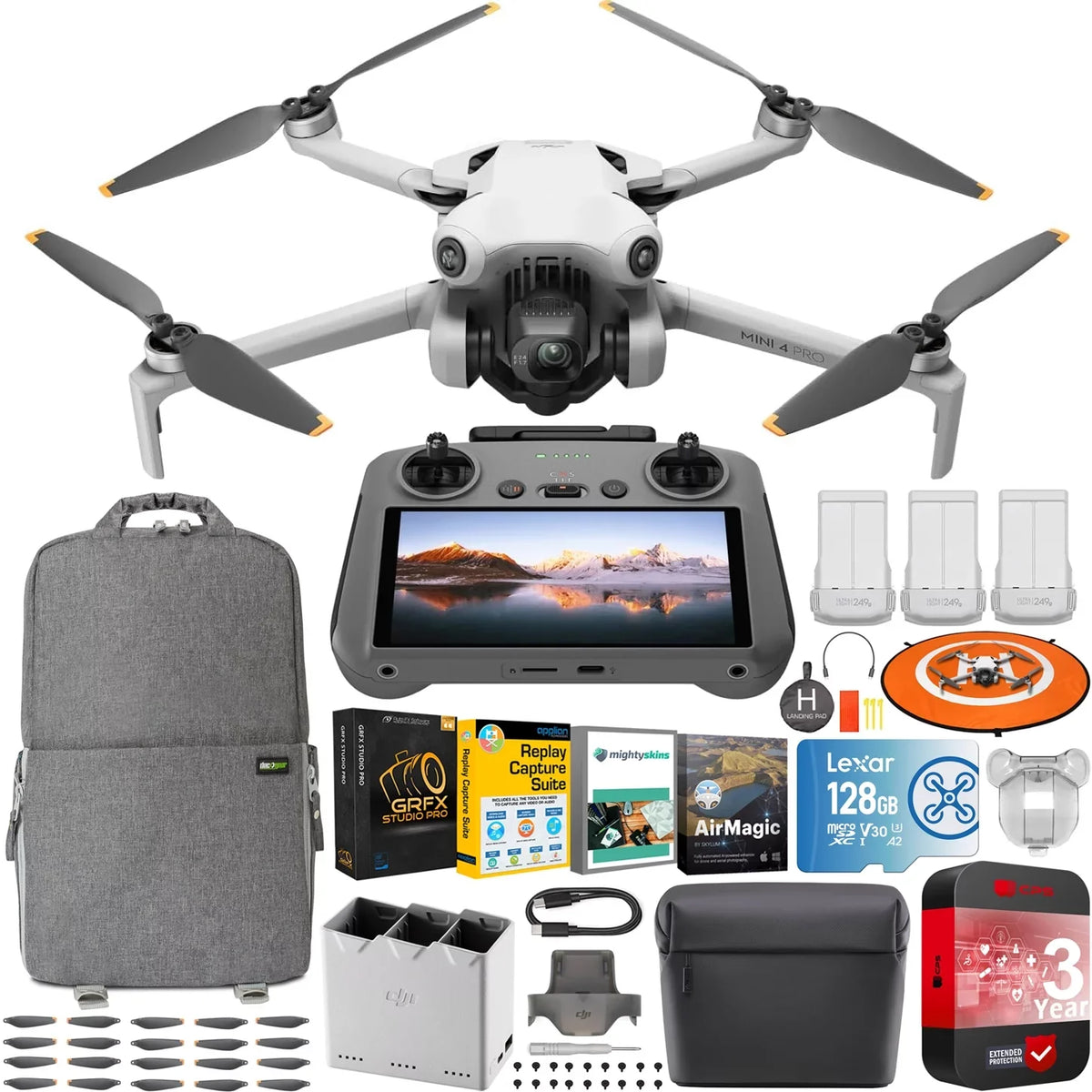 Fly CPS Year Batteries & Extended Accessories 4K Bundle Sensing, Drone Video, Under Pro Screen) 2 Remote 249g, Warranty Mini Omnidirectional Folding Combo, HDR RC More 3 DJI with with (With 3 4