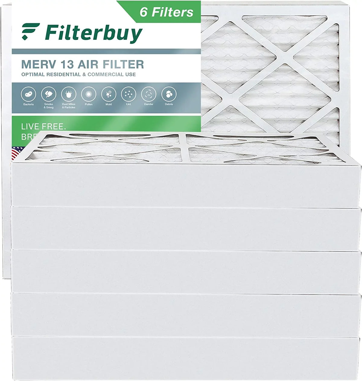 AC 13 Filterbuy HVAC Furnace MERV Filters (6-Pack) Pleated 20x24x4 Air