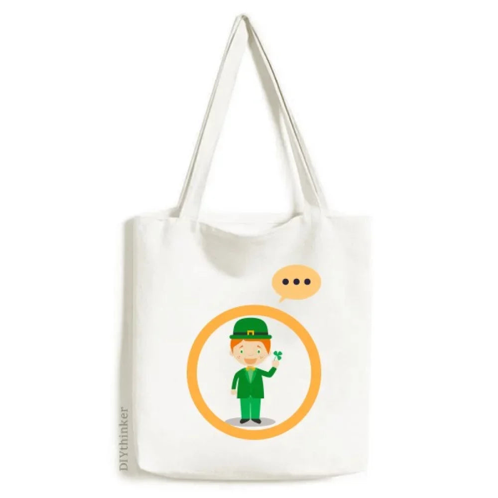 Canvas Tote Suit Shoulder Cartoon Expression Bag Sack Green Ireland